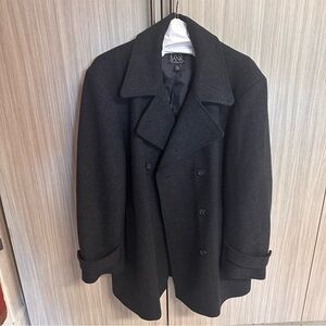 Jos A Bank Button Peacoat Wool Blend Charcoal Gray RN30168 Men’s XL Preowned